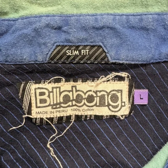 VTG Billabong Striped Collared Dress Shirt Mens L Multi-color Y2K Grunge Surfer - Picture 4 of 6